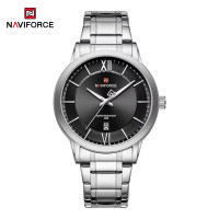 NAVIFORCE NF9254 Stainless Steel Luxury Fashion Elegant Business Luminous Calendar Quartz Watch For Men - Black & Silver